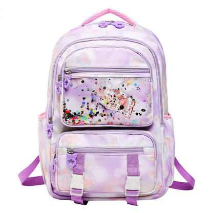 YH5505 Elementary School Student Bag Purple School Backpack For Girls Large Capacity Bookbag Rainbow School Bag For Books Children Gift